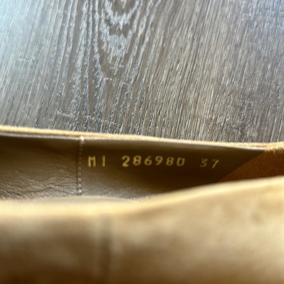 Saint Laurent Camel Suede “ Maryna Wedge” Size 37 fits like a 6.5 - Picture 5 of 16